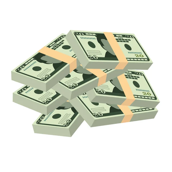 Amerikanischer Dollar Vector Illustration Die Geldmenge Der Usa Bündelt Banknoten — Stockvektor