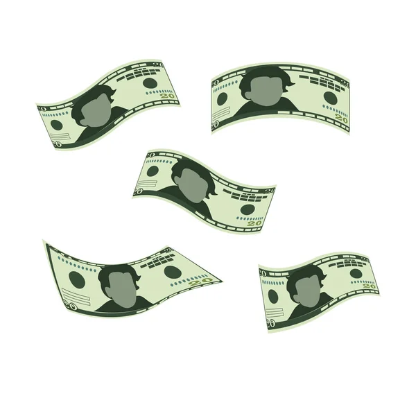 Dólar Americano Vector Illustration Eua Dinheiro Conjunto Notas Pacote Caindo —  Vetores de Stock
