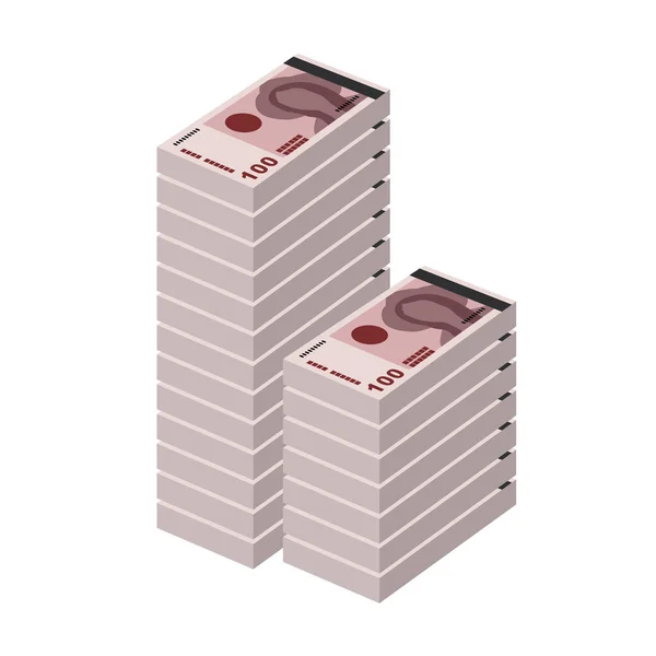 Ilustracja Norweskiego Wektora Korony Banknoty Norwegii Papierowe Pieniądze 100 Płaski — Wektor stockowy