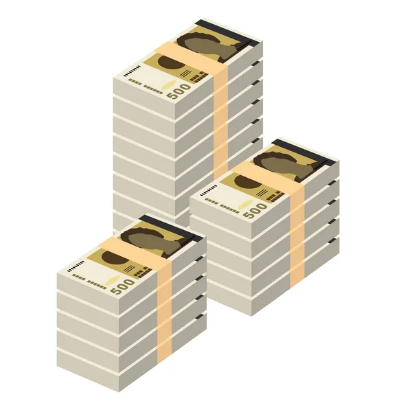 挪威Krone矢量图解 挪威货币组合捆扎钞票 纸币500克朗 平淡的风格 被白色背景隔离 最简单的设计 — 图库矢量图片