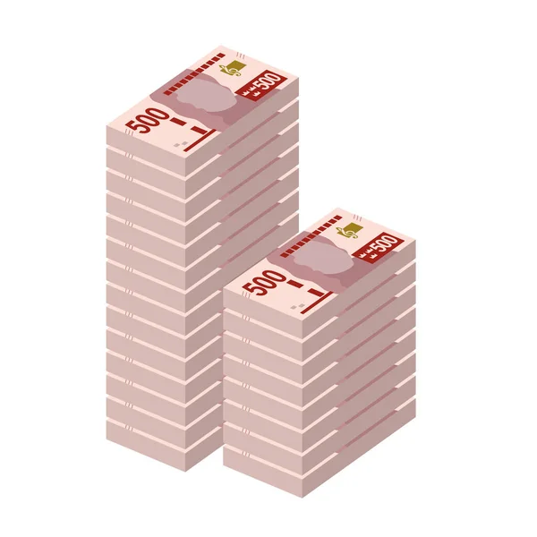 スウェーデンのクローナベクトルイラスト スウェーデンのお金は紙幣を束ねた 紙幣500Kr フラットスタイル 白い背景に隔離されている シンプルなミニマルデザイン — ストックベクタ