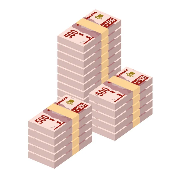 Sueco Krona Vector Illustration Suécia Notas Pacote Dinheiro Conjunto Papel —  Vetores de Stock