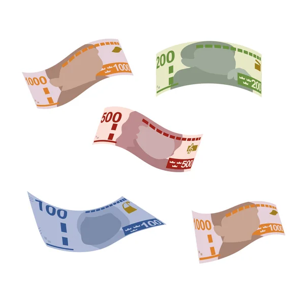 Illustrazione Svedese Del Vettore Krona Svezia Denaro Set Bundle Banconote — Vettoriale Stock