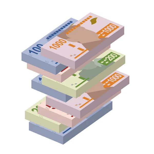 Illustrazione Svedese Del Vettore Krona Svezia Denaro Set Bundle Banconote — Vettoriale Stock