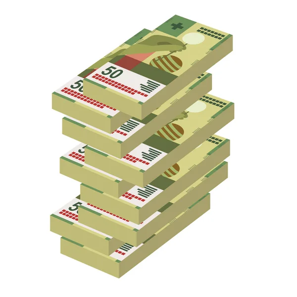 Illustrazione Vettoriale Del Franco Svizzero Svizzera Liechtenstein Banconote Bundle Carta — Vettoriale Stock
