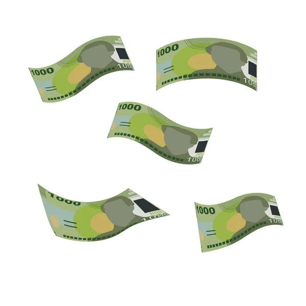 Chilijska Ilustracja Wektora Peso Chile Zestaw Pieniędzy Pakiety Banknotów Spadające — Wektor stockowy