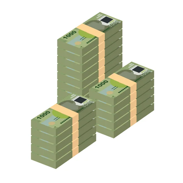 Chilijska Ilustracja Wektora Peso Chile Zestaw Pieniędzy Pakiety Banknotów Papierowe — Wektor stockowy