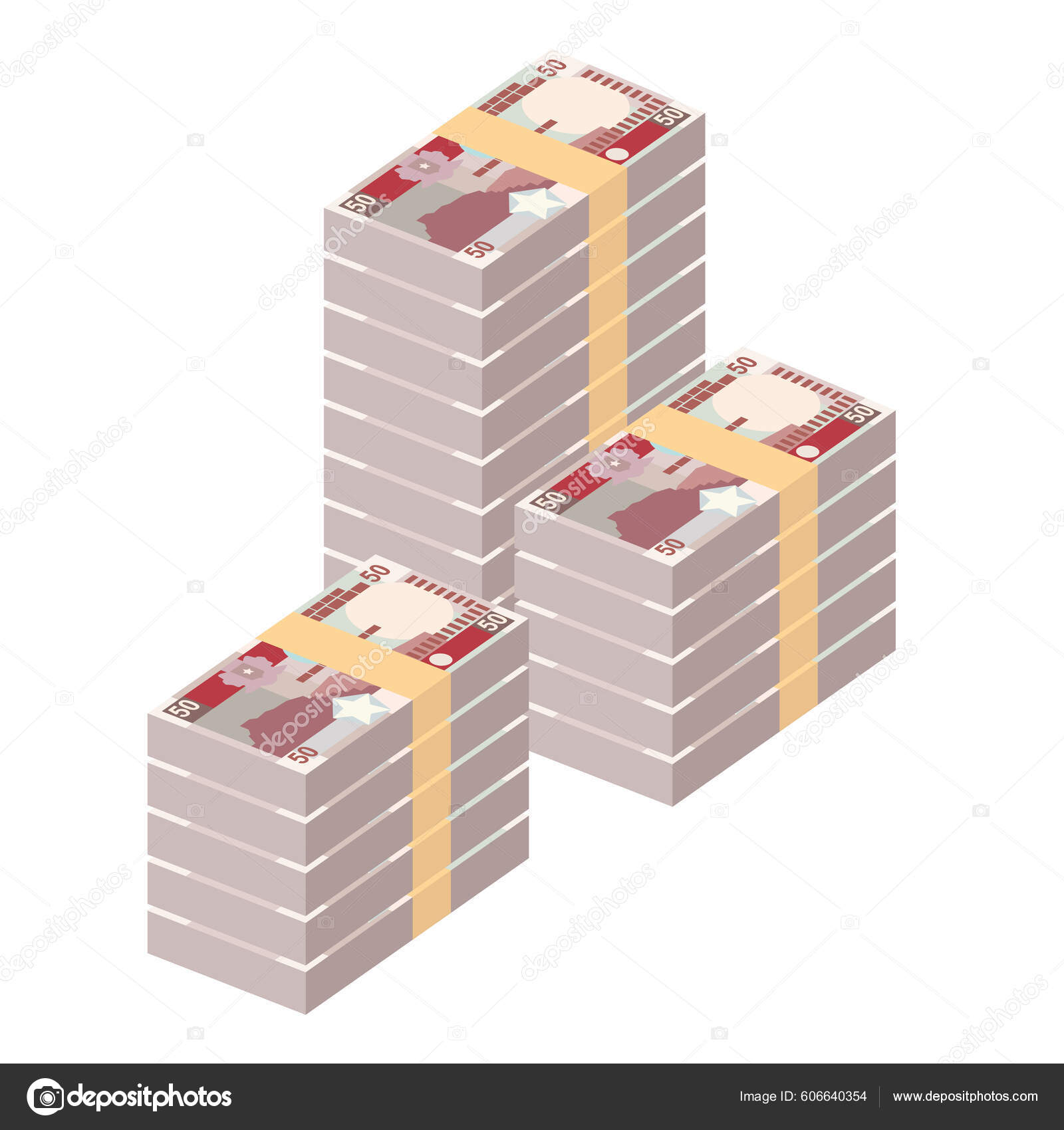 索马里先令矢量图解索马里货币套汇成捆钞票纸货币50 Sos 平淡的风格被白色背景隔离最简单的设计图库矢量图©Zhuna 606640354