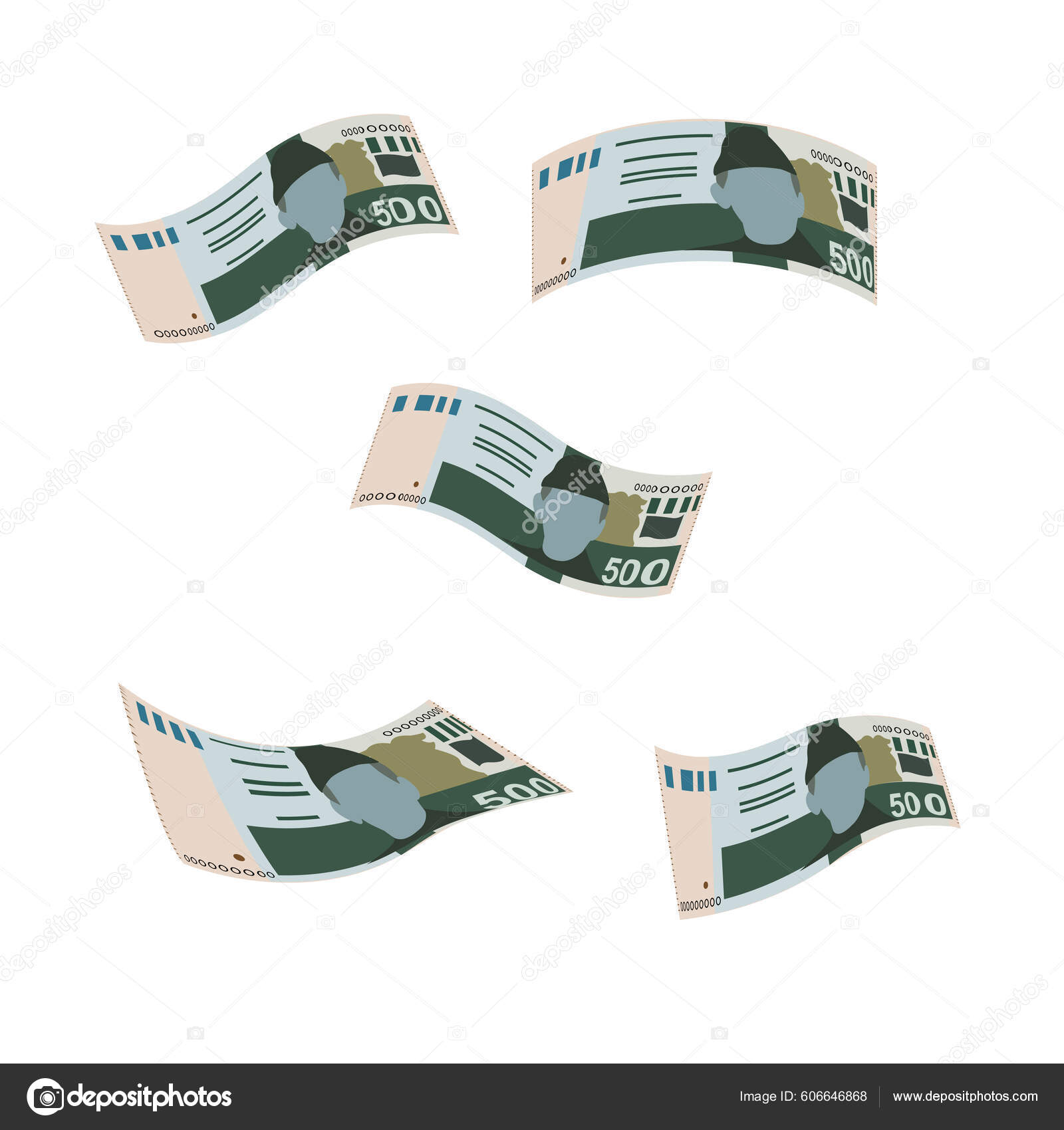 巴基斯坦卢比矢量图解巴基斯坦货币组合捆扎钞票飞钱500 Pkr 平淡的风格被白色背景隔离最简单的设计图库矢量图©Zhuna 606646868