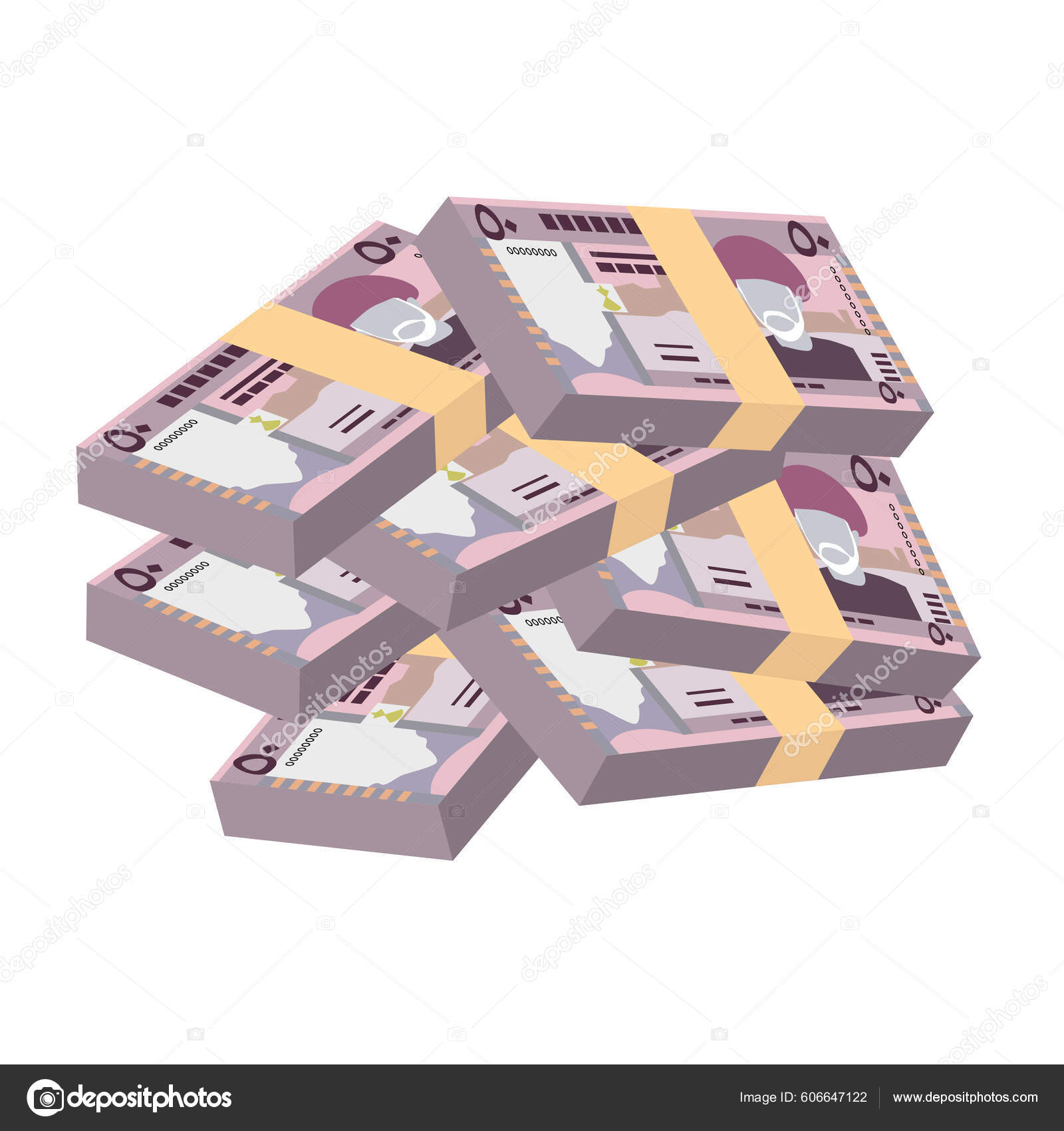 Rial Omani矢量说明阿曼货币组合捆扎钞票纸货币50 Omr 平淡的风格被白色背景隔离最简单的设计图库矢量图©Zhuna 606647122