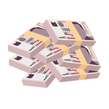 Singapur Doları Vektör İllüstrasyonu. Singapur, Brunei parası, tomarla para. Kağıt para 1000 SGD. Düz stil. Beyaz arka planda izole edilmiş. Basit minimal tasarım.