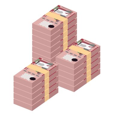 Suudi Riyal Vektör İllüstrasyonu. Suudi Arabistan 'ın parası tomarla para biriktirdi. Kağıt para 100 SAR. Düz stil. Beyaz arka planda izole edilmiş. Basit minimal tasarım.