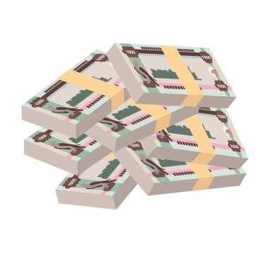 BAE Dirham Vektör İllüstrasyonu. Birleşik Arap Emirlikleri 'nin parası tomarla para ayarladı. Kağıt para 1000 AED. Düz stil. Beyaz arka planda izole edilmiş. Basit minimal tasarım.