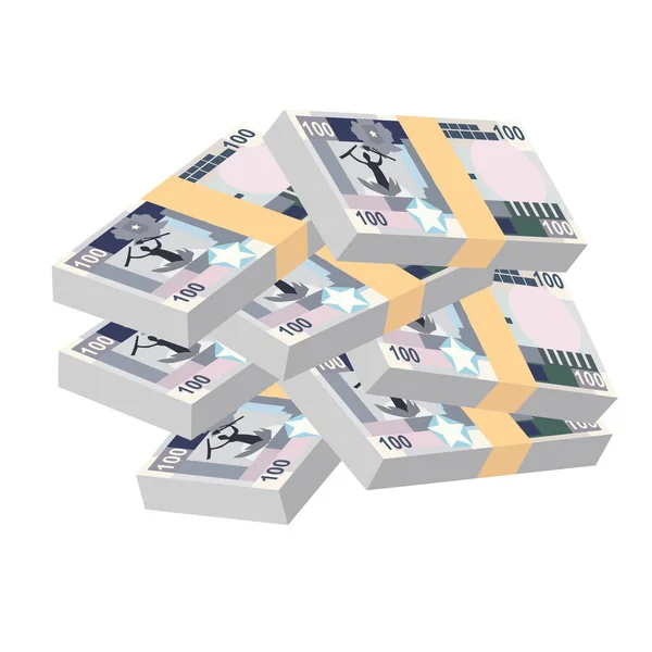 Somalische Shilling Vector Illustratie Somalië Geld Bundelt Bankbiljetten Papiergeld 100 — Stockvector
