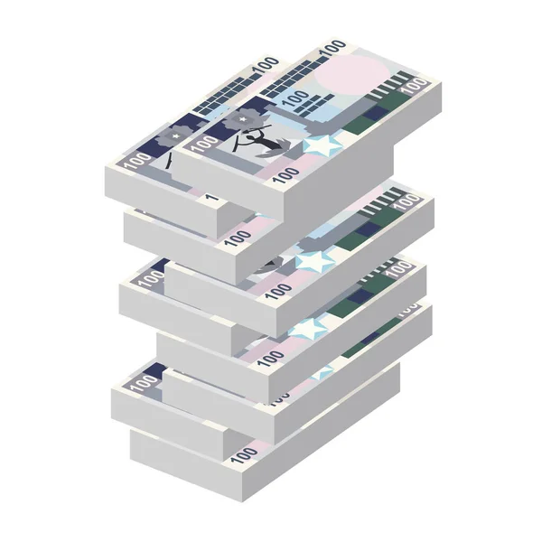 Somali Şilin Vektör Llüstrasyonu Somali Parası Yığınla Banknot Hazırladı Kağıt — Stok Vektör