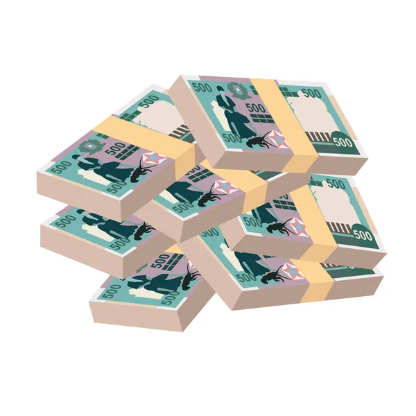 Somali Shilling Vector Illustration Somalia Geld Bündelt Banknoten Papiergeld 500 — Stockvektor