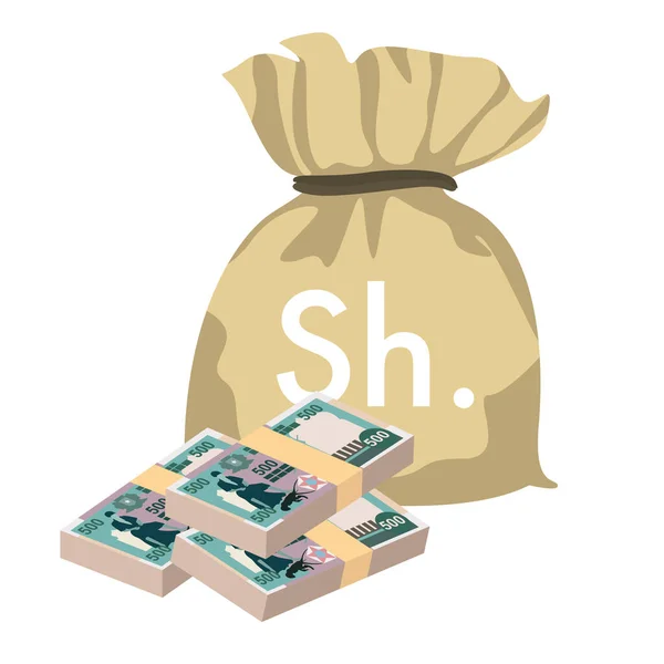 Σομαλό Σελίνι Εικονογράφηση Διάνυσμα Χρήματα Της Σομαλίας Έβαλαν Χαρτονομίσματα Τσάντα — Διανυσματικό Αρχείο