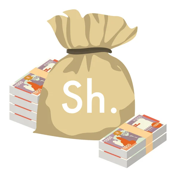 Somali Şilin Vektör Llüstrasyonu Somali Parası Yığınla Banknot Hazırladı Para — Stok Vektör