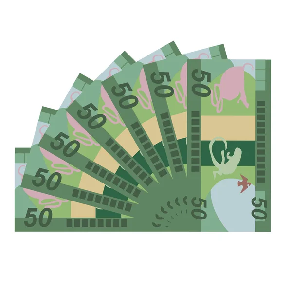 Dólar Das Ilhas Salomão Ilustração Vetorial Solomon Dinheiro Conjunto Notas — Vetor de Stock