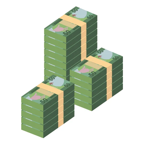 ソロモン諸島ドルベクトルイラスト ソロモンマネーは銀行券をセットした 紙幣50 Sbd フラットスタイル 白い背景に隔離されている シンプルなミニマルデザイン — ストックベクタ