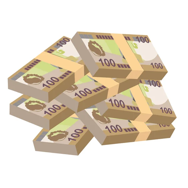Solomon Islands Dollar Vector Illustratie Salomongeld Bundelt Bankbiljetten Papiergeld 100 — Stockvector