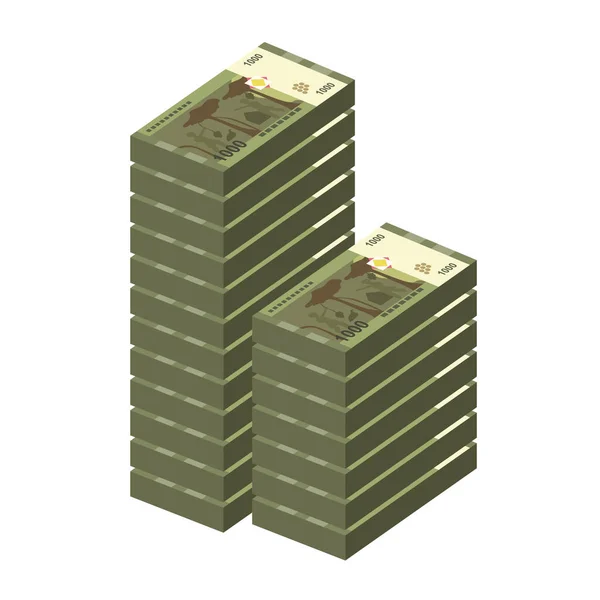 Ilustração Vetor Libra Síria Síria Dinheiro Conjunto Notas Pacote Dinheiro — Vetor de Stock