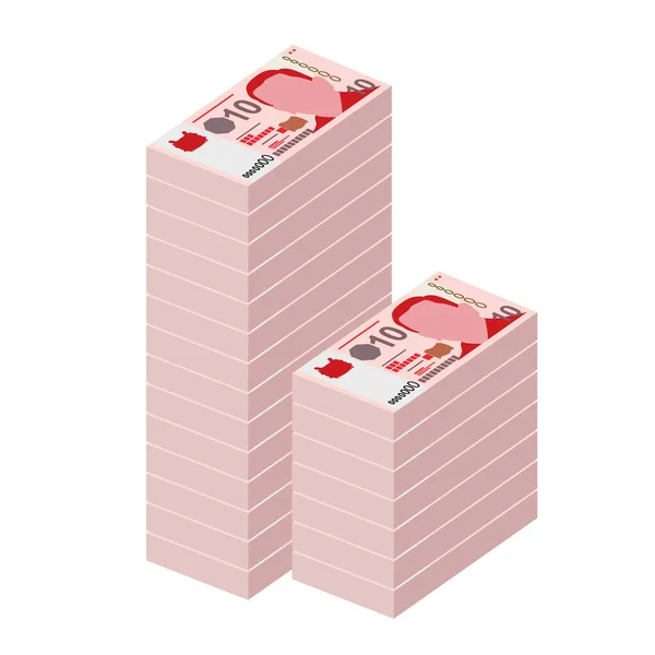 Singaporese Dollar Vector Illustratie Singapore Brunei Geld Set Bundel Bankbiljetten — Stockvector