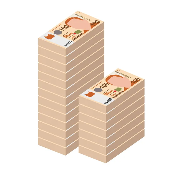 Singapurense Dollar Vector Illustration Singapur Brunéi Fijó Billetes Paquete Papel — Vector de stock