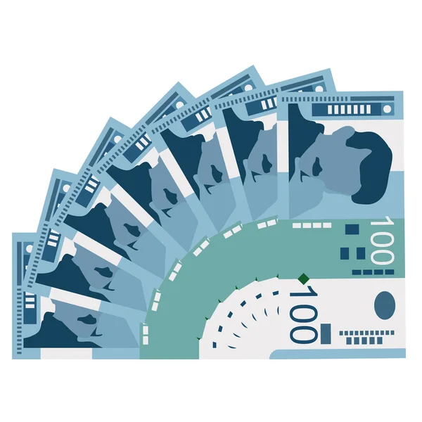 Vektorová Ilustrace Srbského Dinára Srbsko Kosovské Peníze Nastavily Svazky Bankovek — Stockový vektor