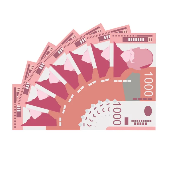 Serbische Dinar Vector Illustration Serbien Kosovo Geld Set Bündel Banknoten — Stockvektor