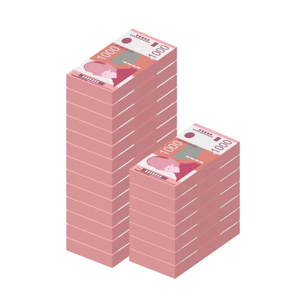 Serbische Dinar Vector Illustration Serbien Kosovo Geld Set Bündel Banknoten — Stockvektor