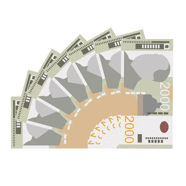 Szerb Dinár Vektor Illusztráció Szerbia Koszovó Pénzköteg Bankjegyek 2000 Rsd — Stock Vector