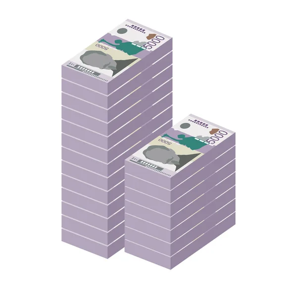 セルビア語の日記ベクトルイラスト セルビア コソボのお金は銀行券をセット 紙幣5000 Rsd フラットスタイル 白い背景に隔離されている シンプルなミニマルデザイン — ストックベクタ