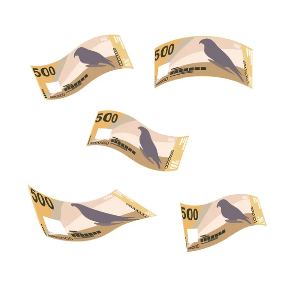セイシェルルピーベクトルイラスト セーシェルのお金は銀行券をセット 飛行お金500 Scr フラットスタイル 白い背景に隔離されている シンプルなミニマルデザイン — ストックベクタ