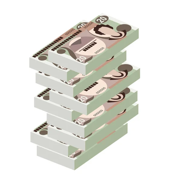 セントヘレナポンドベクトルイラスト 大西洋の島々のお金は紙幣を束ねます 紙幣20枚 フラットスタイル 白い背景に隔離されている シンプルなミニマルデザイン — ストックベクタ
