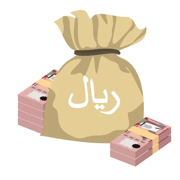 Suudi Riyal Vektör Llüstrasyonu Suudi Arabistan Parası Tomarla Para Biriktirdi — Stok Vektör