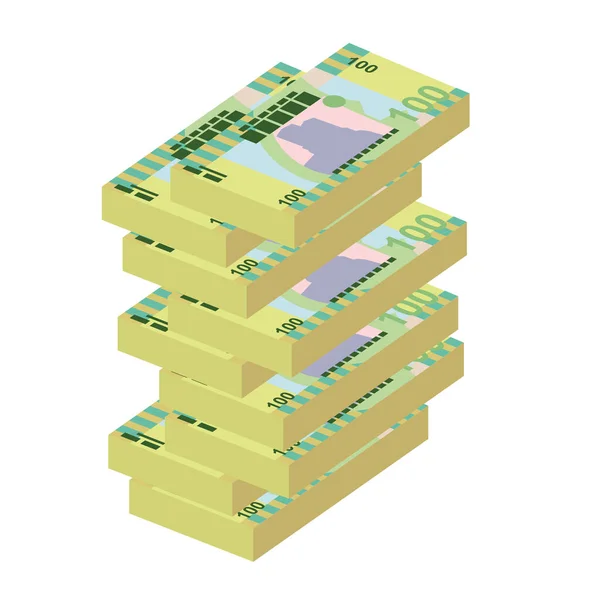 Samoanische Tala Vector Illustration Samoas Geldmenge Bündelt Banknoten Papiergeld 100 — Stockvektor