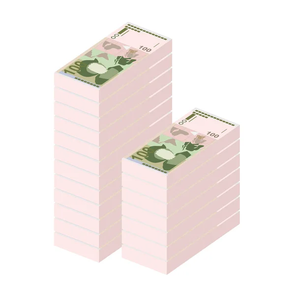 Salvador Colon Vector Illustratie Salvadoraanse Geld Set Bundel Bankbiljetten Papiergeld — Stockvector
