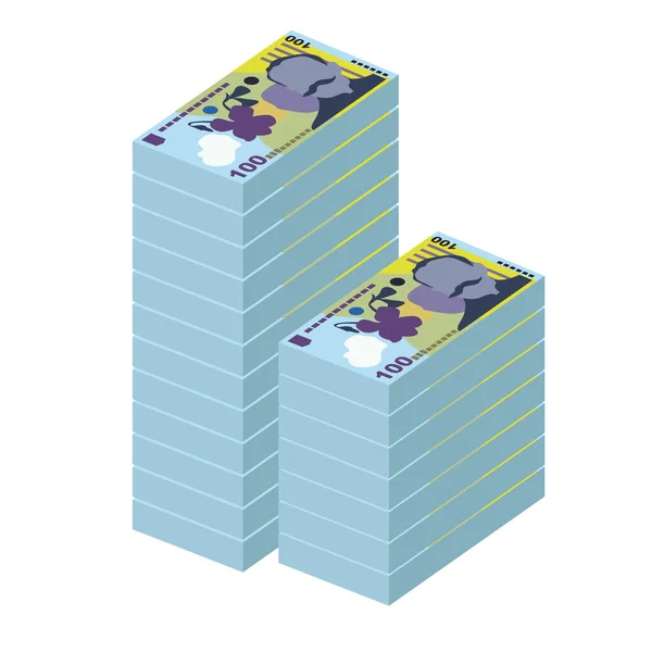 罗马尼亚语 Leu矢量图解 罗马尼亚货币套汇钞票 纸币100元人民币 平淡的风格 被白色背景隔离 最简单的设计 — 图库矢量图片