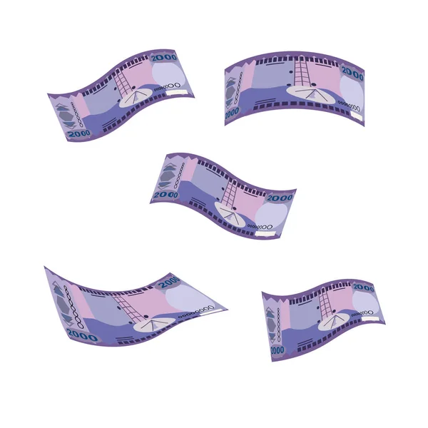 Векторная Иллюстрация Руанды Франк Руандийские Деньги Складывают Банкноты Падающие Летающие — стоковый вектор