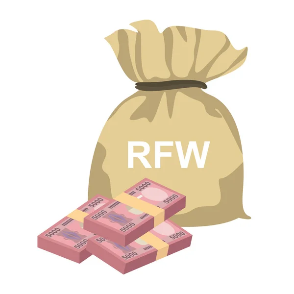 Rwanda Franc Vector Illustration Руандійські Гроші Наклеюють Купюри Грошовий Пакет — стоковий вектор