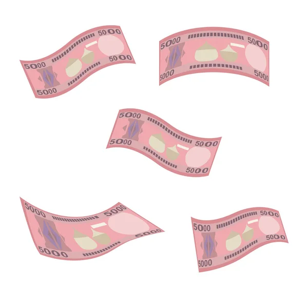 Rwanda Franc Vector Illustration 卢旺达货币套汇成捆钞票 飞钱5000 Rwf 平淡的风格 被白色背景隔离 最简单的设计 — 图库矢量图片