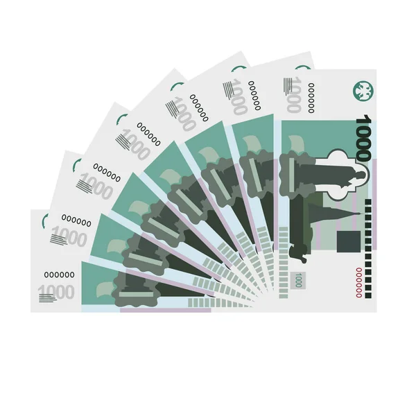 Orosz Ruble Vector Illusztráció Oroszországban Készpénz Kötegelt Bankjegyek Papírpénz 1000 — Stock Vector