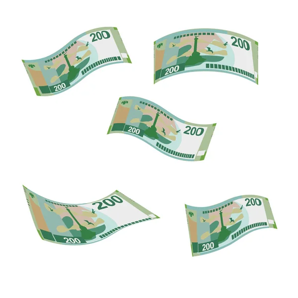 Russian Ruble Vector Illustration Russia Denaro Set Bundle Banconote Caduta — Vettoriale Stock