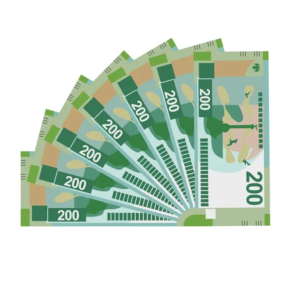 Rublo Ruso Vector Illustration Rusia Fijó Paquete Billetes Papel Moneda — Archivo Imágenes Vectoriales