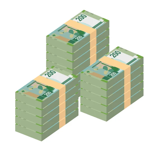 ロシアのルーブル ベクトルイラスト ロシアのお金は銀行券をセット 紙幣200ルーブル フラットスタイル 白い背景に隔離されている シンプルなミニマルデザイン — ストックベクタ