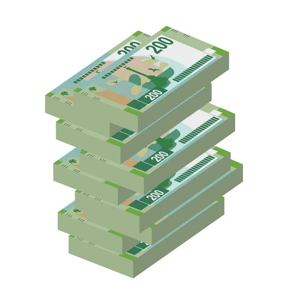 Russische Roebel Vector Illustratie Rusland Geld Bundelt Bankbiljetten Papiergeld 200 — Stockvector