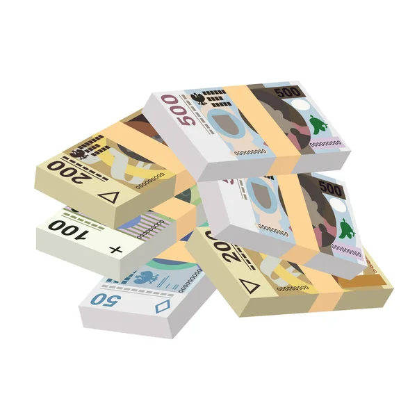 Polish Zloty Vector Illustration Poland Money Set Bundle Banknotes Paper — Stock Vector