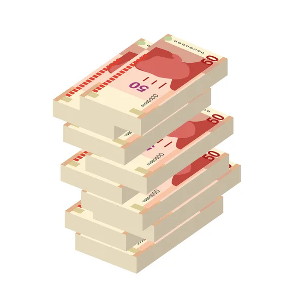 Peru Yeni Sol Vektör Llüstrasyonu Peru Parası Demet Banknotlar Hazırladı — Stok Vektör