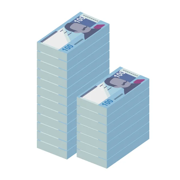 Nouveau Sol Péruvien Illustration Vectorielle Pérou Billets Banque Liasse Papier — Image vectorielle